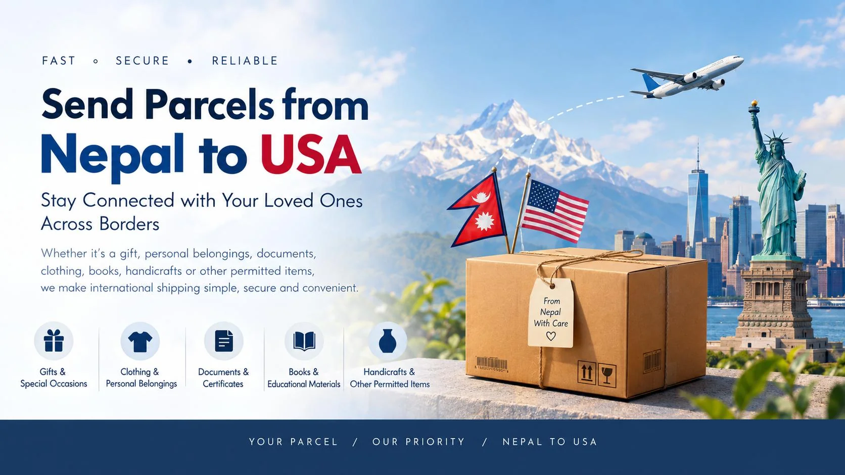 Nepal to USA Courier Service: Send Personal Parcels, Gifts & Documents with Hulak Express