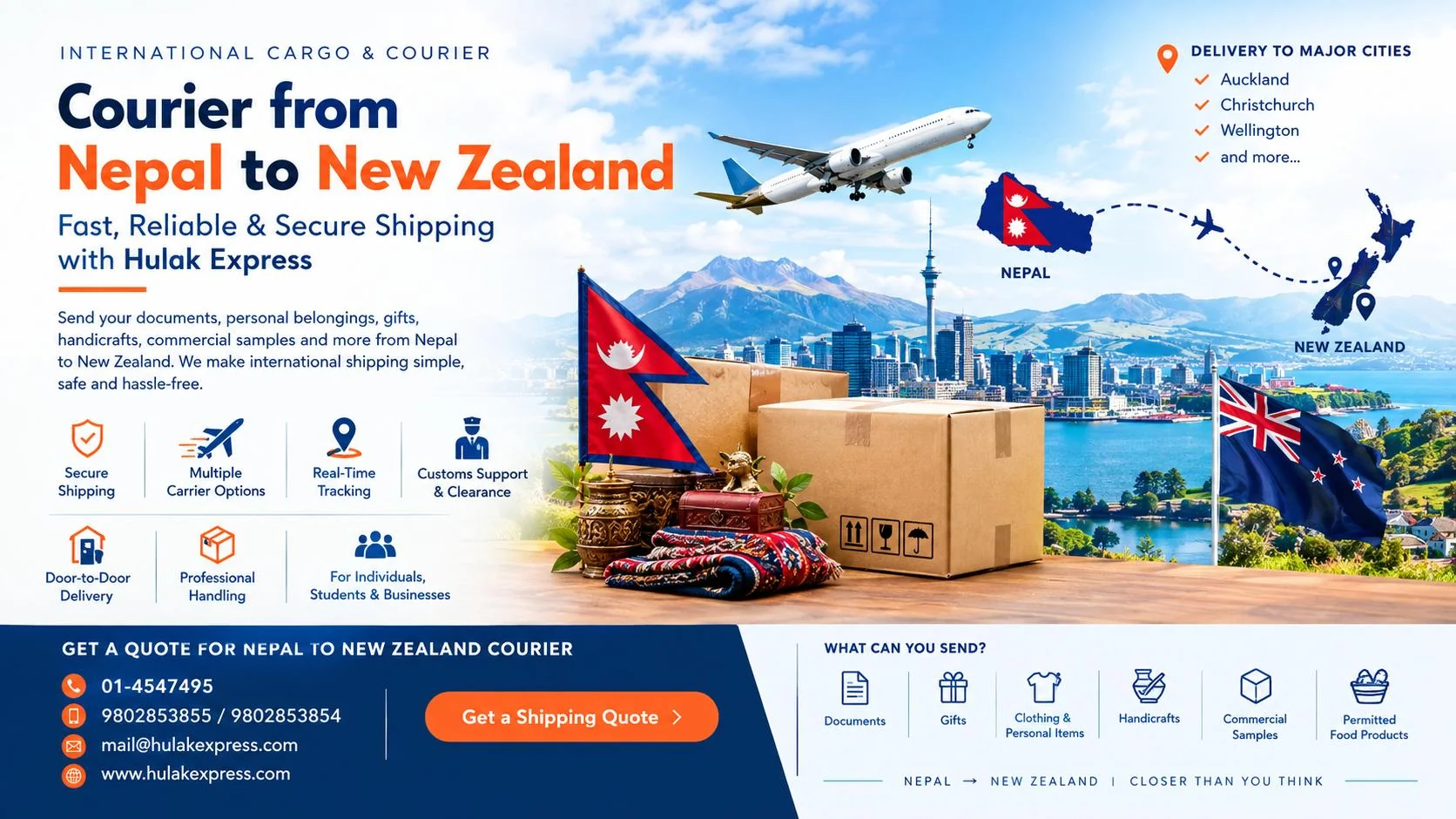 Courier from Nepal to New Zealand: Fast, Reliable & Secure Shipping with Hulak Express