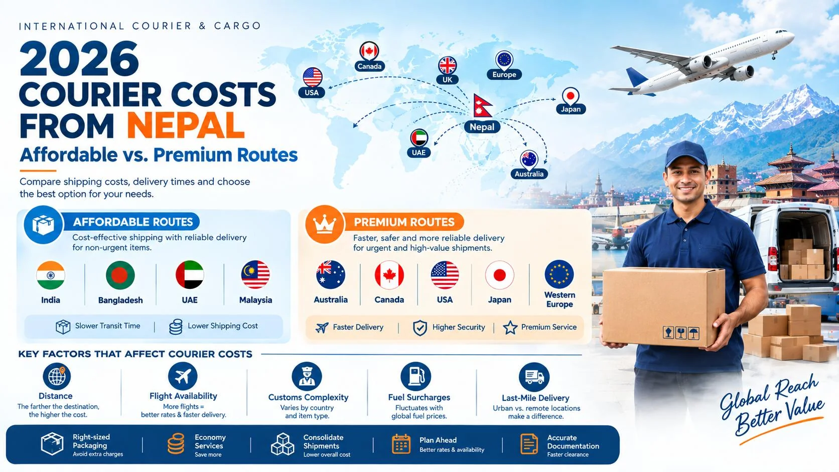 2026 Courier Guide: Cheapest & Most Expensive Countries to Ship From Nepal with Hulak Express