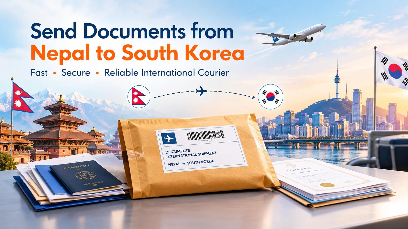 How to Send Documents from Nepal to South Korea with Hulak Express